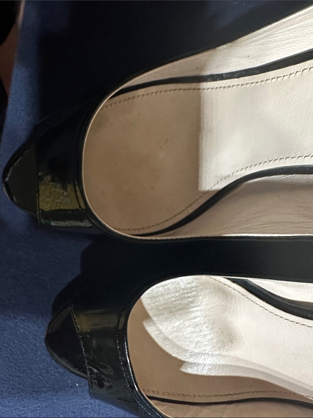 Prada Black Patent Peep-Toe Wedge Pumps - Picture 8 of 8